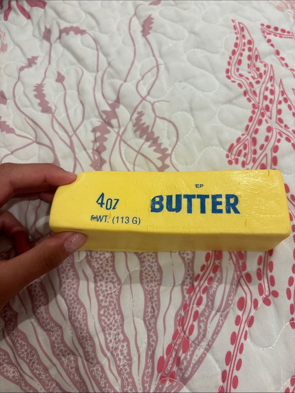 Novelty 4oz Butter Block Prop - Yellow with Blue Text